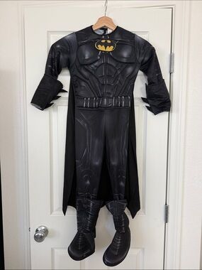 Kids Black Superhero Costume with Yellow Emblem